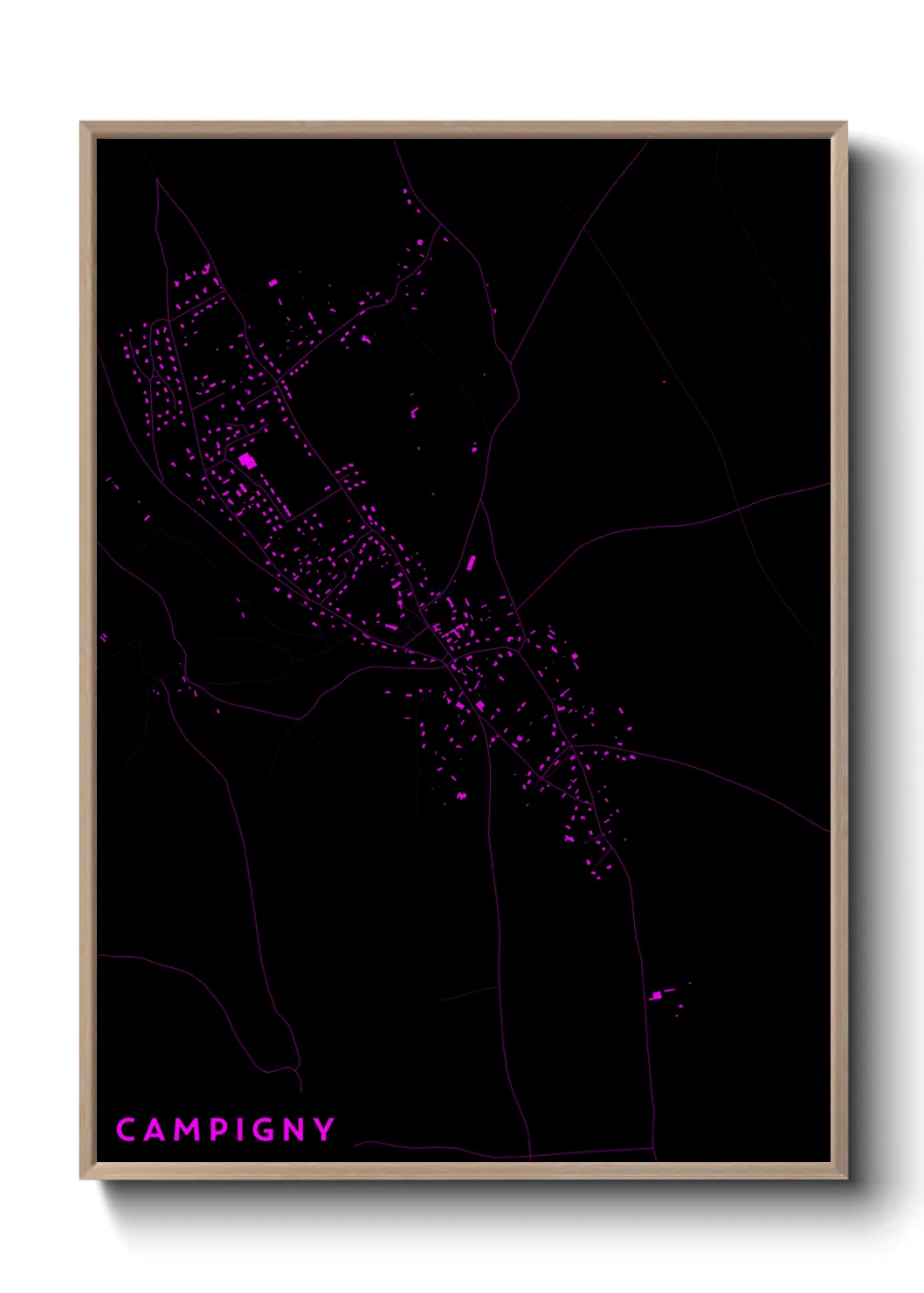 Une affiche de carte sur Campigny
