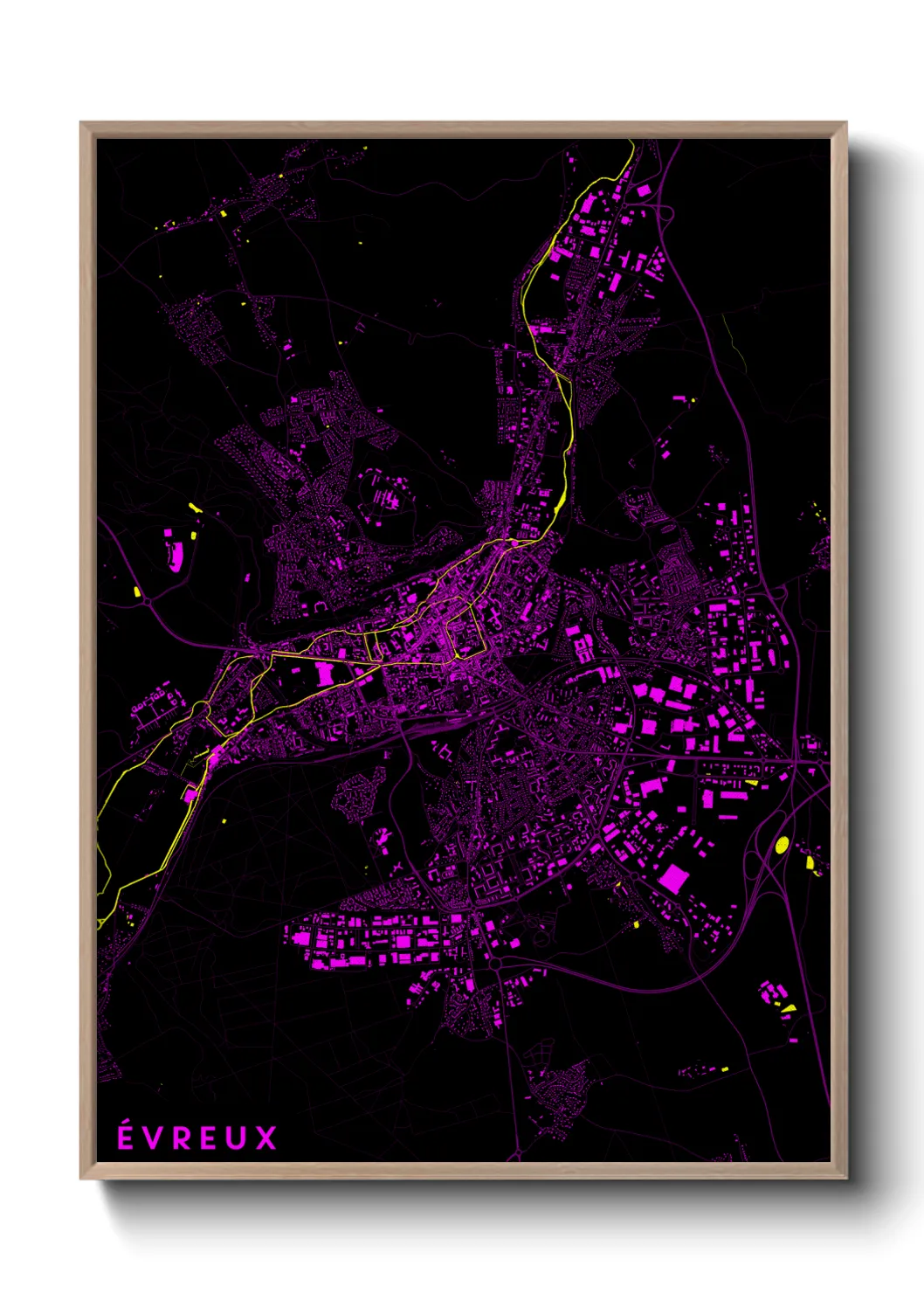 Une affiche de carte sur Évreux