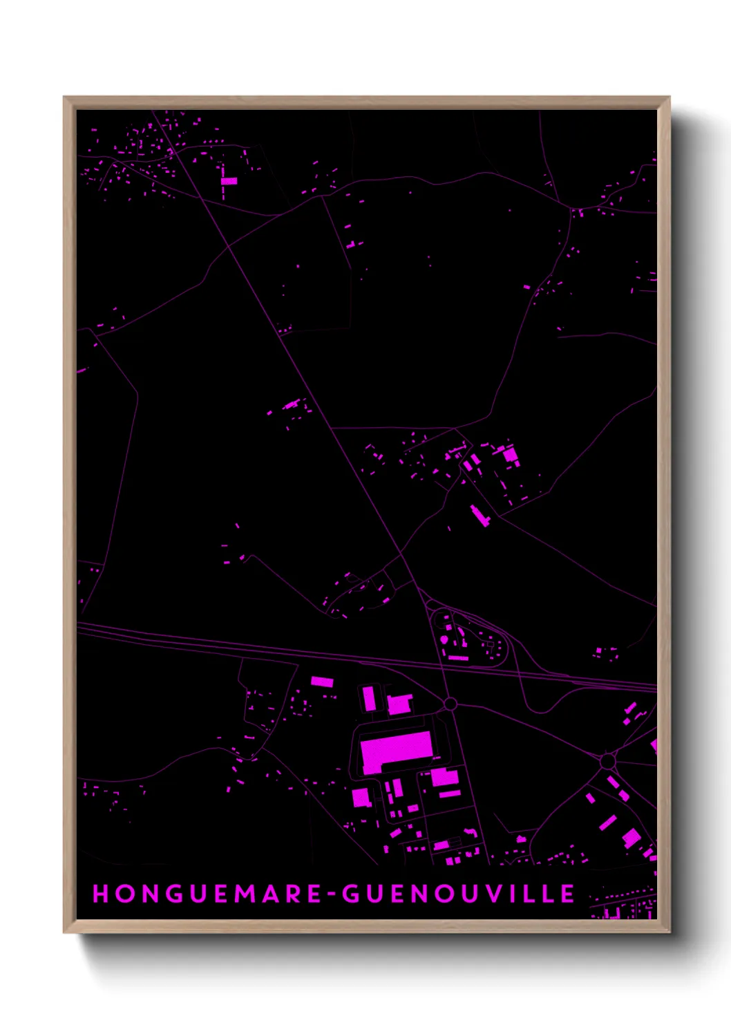 Une affiche de carte sur Honguemare-Guenouville
