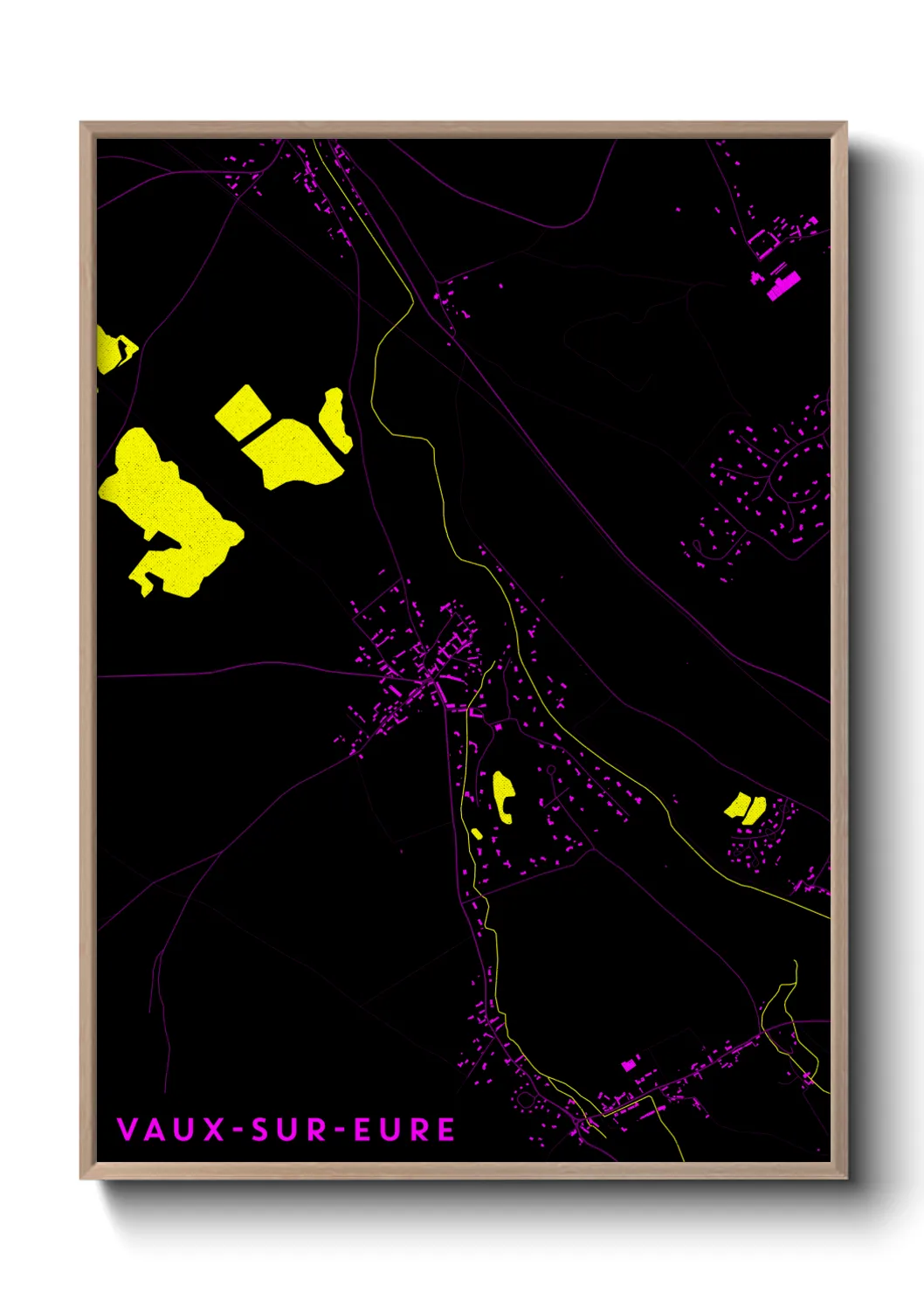 Une affiche de carte sur Vaux-sur-Eure