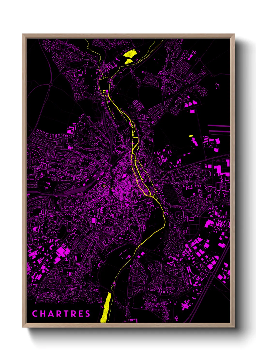 Une affiche de carte sur Chartres