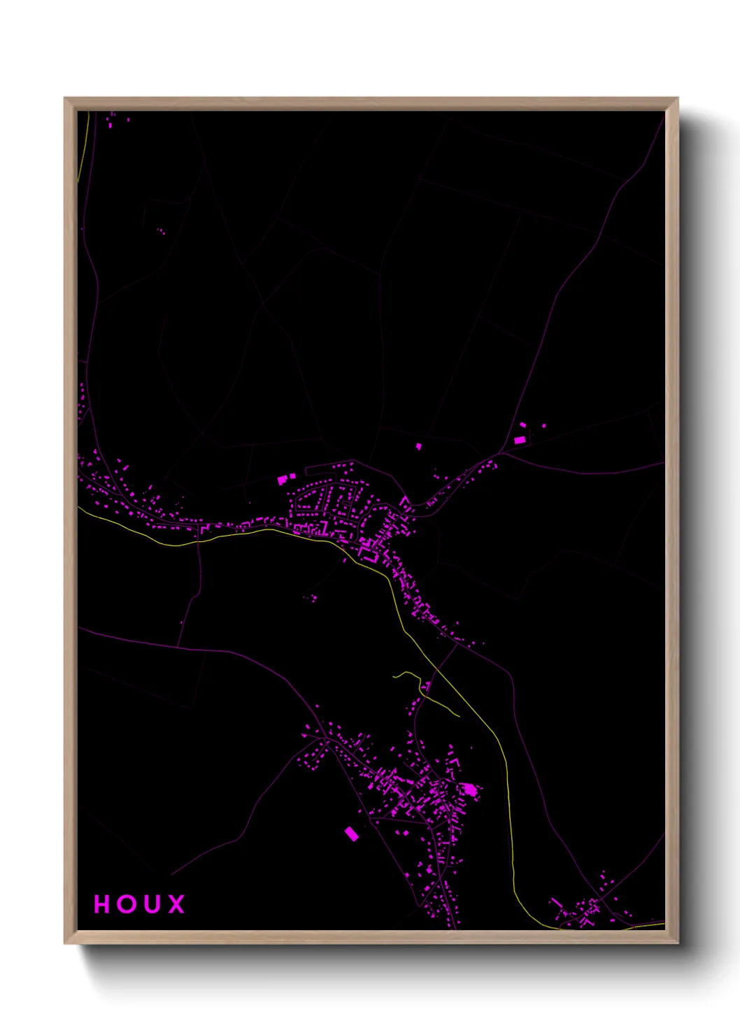 Une affiche de carte sur Houx