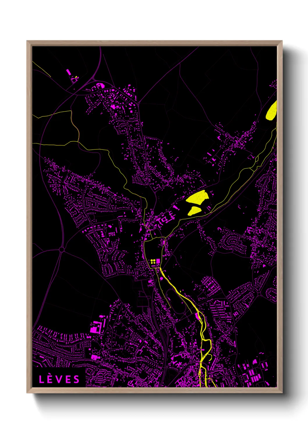 Une affiche de carte sur Lèves