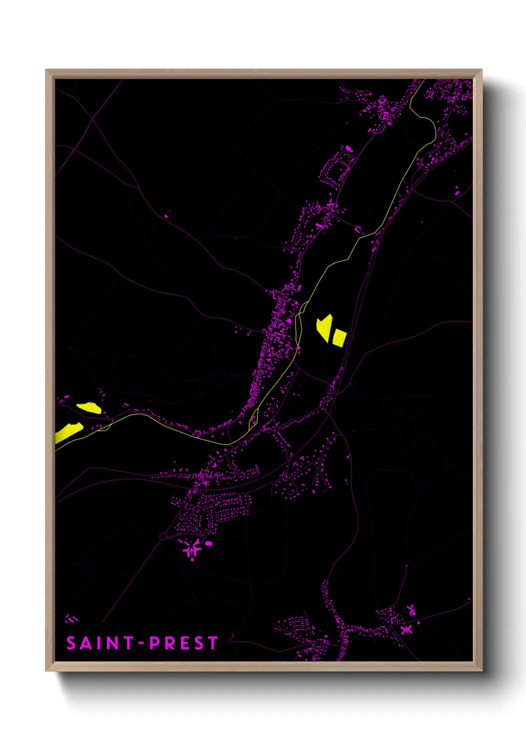 Une affiche de carte sur Saint-Prest