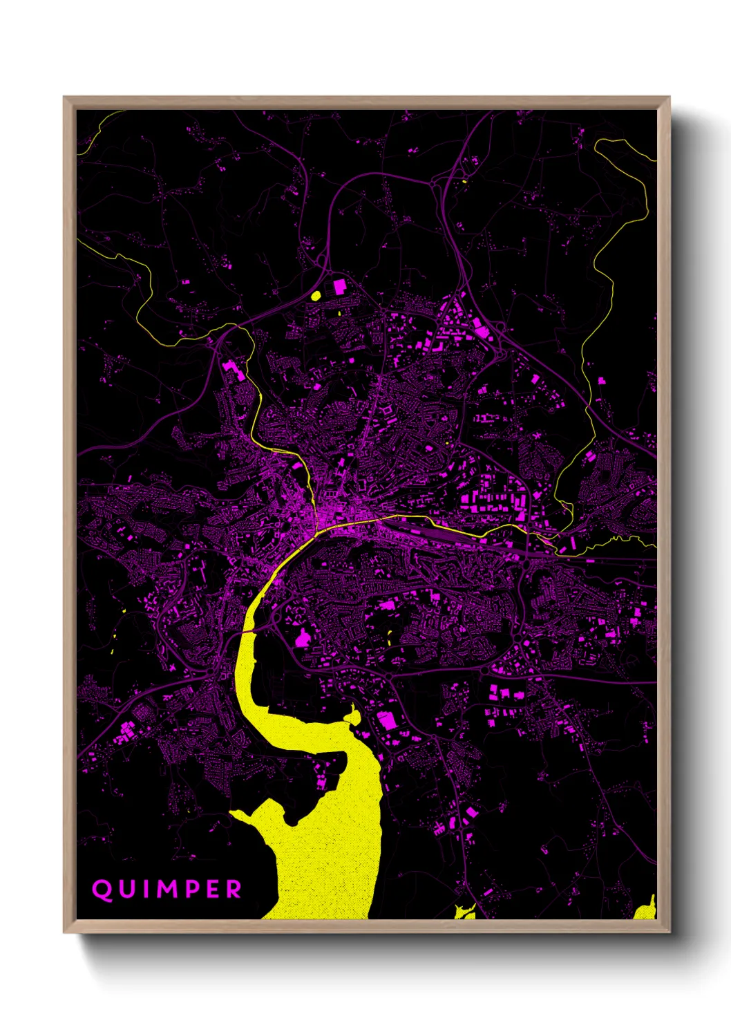 Une affiche de carte sur Quimper