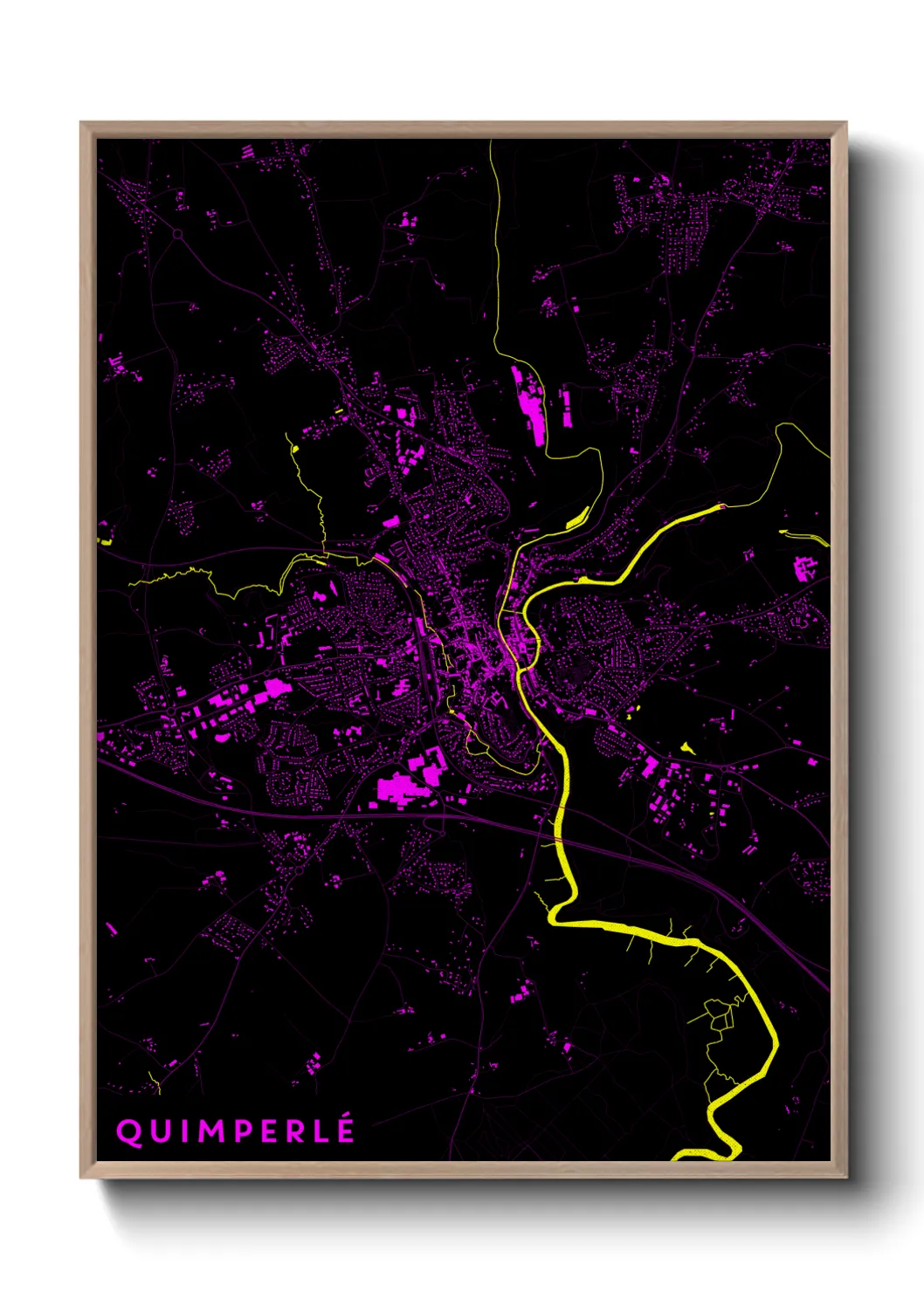 Une affiche de carte sur Quimperlé