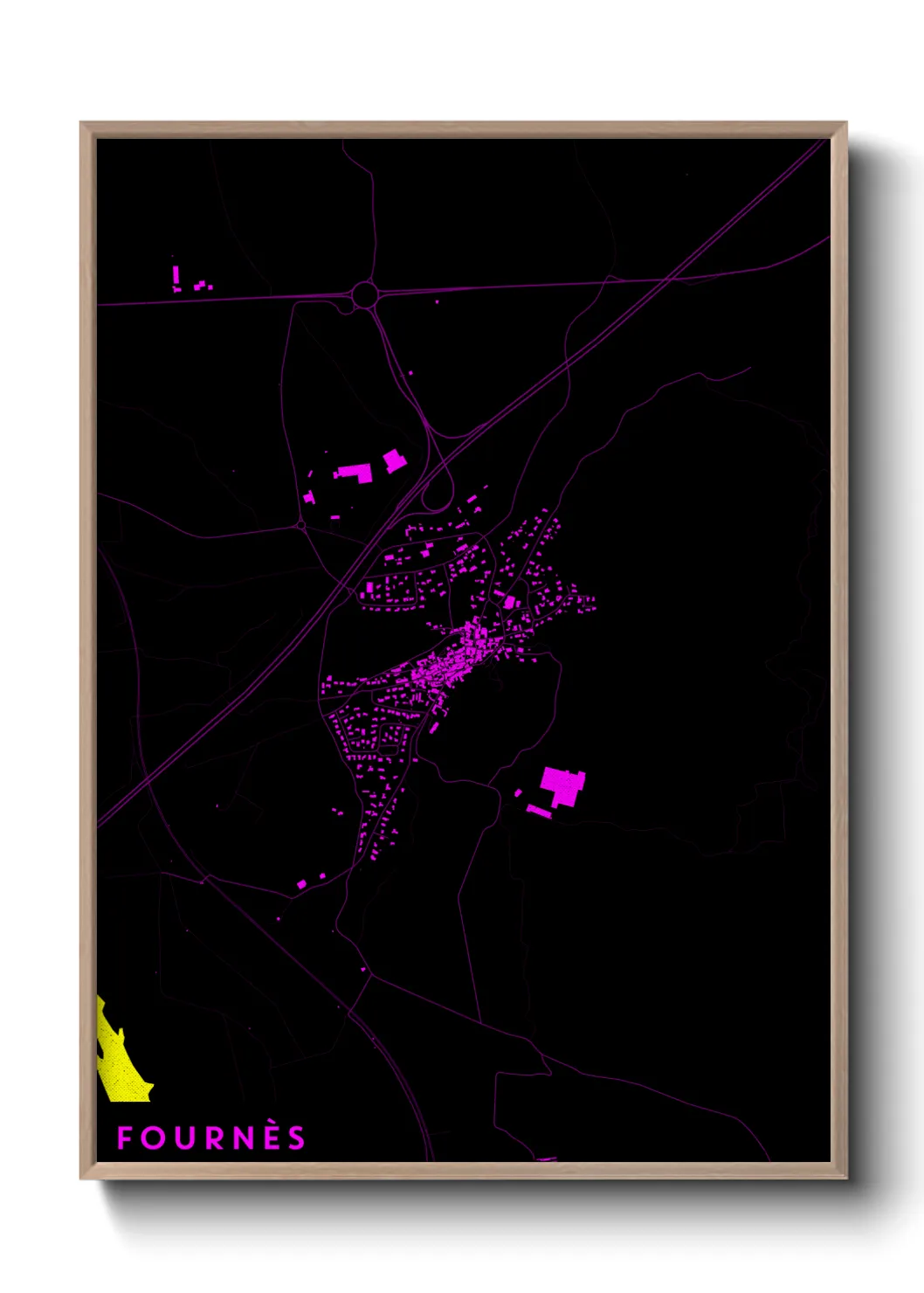 Une affiche de carte sur Fournès