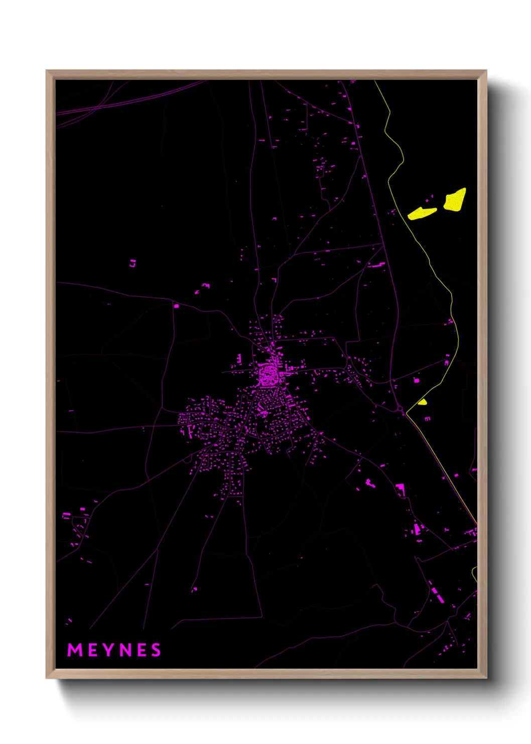 Une affiche de carte sur Meynes