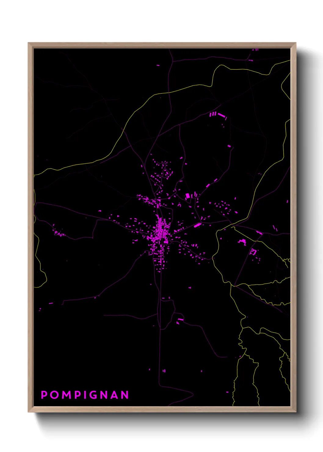 Une affiche de carte sur Pompignan