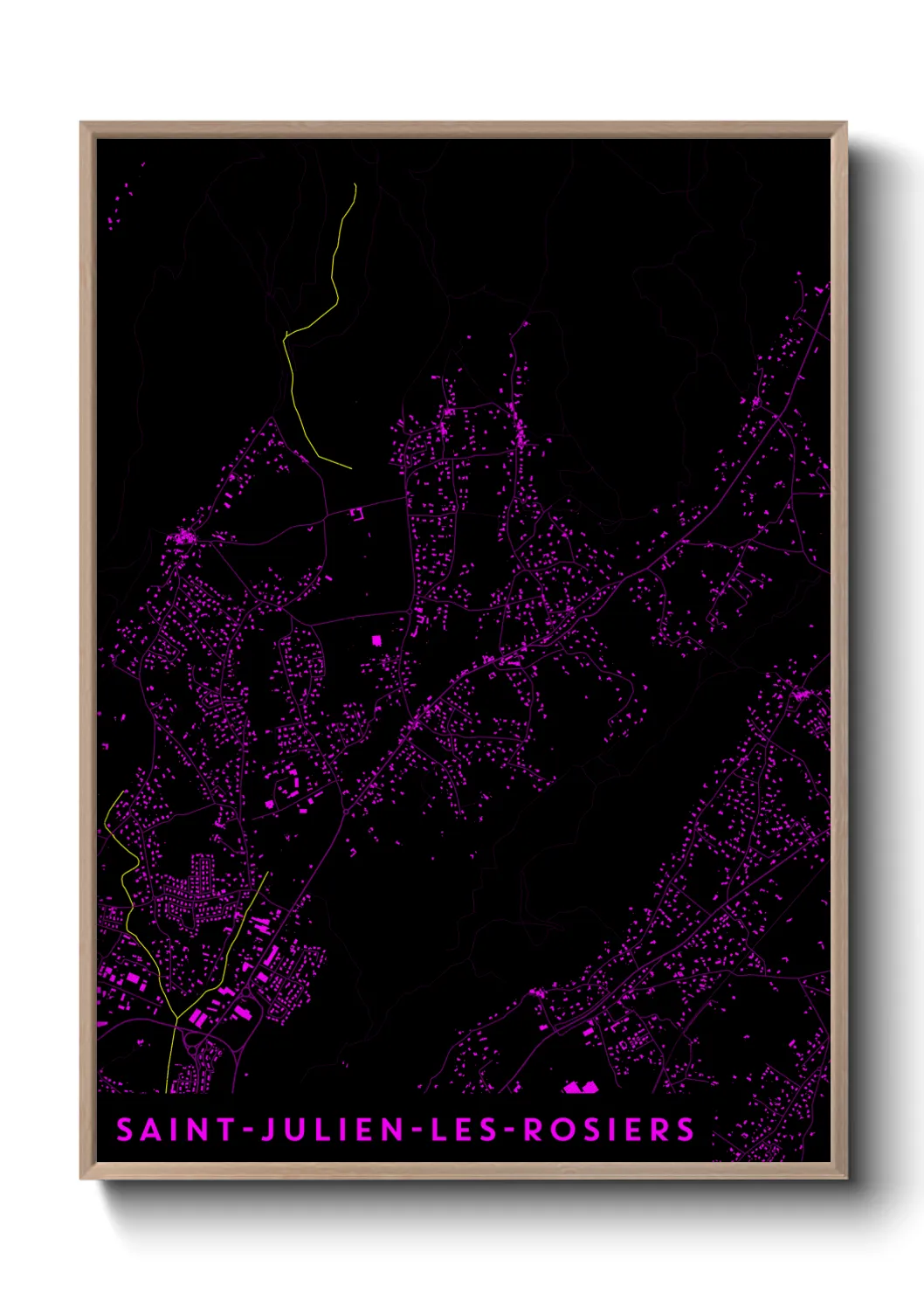 Une affiche de carte sur Saint-Julien-les-Rosiers