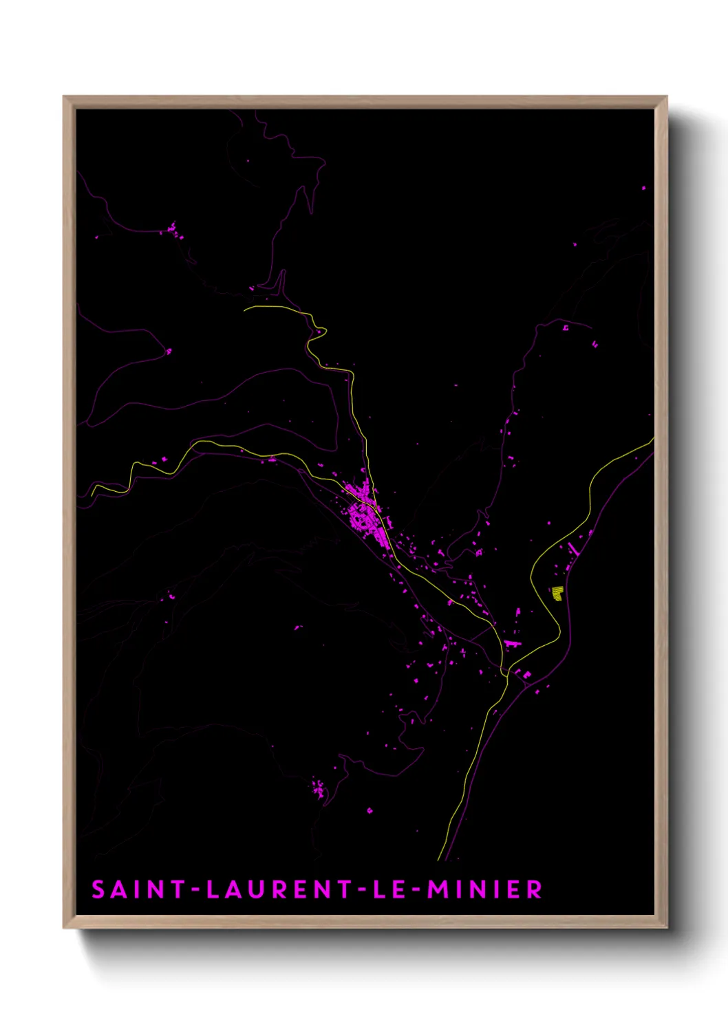 Une affiche de carte sur Saint-Laurent-le-Minier
