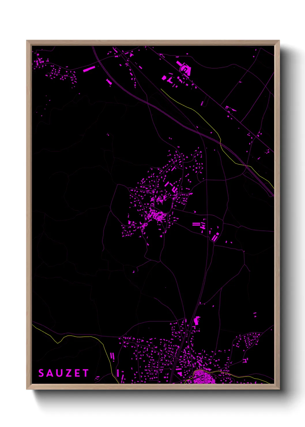 Une affiche de carte sur Sauzet