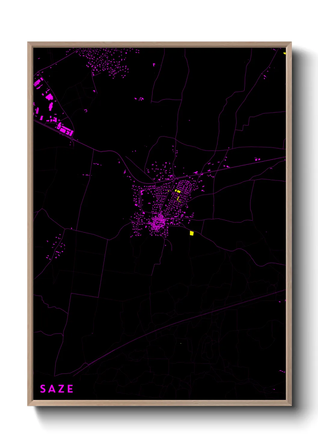 Une affiche de carte sur Saze