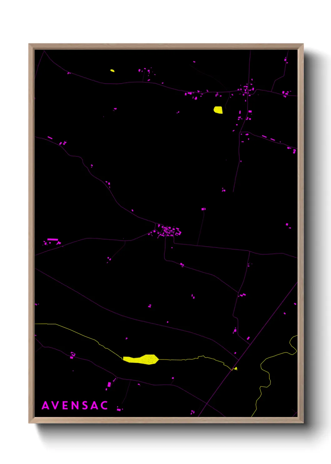 Une affiche de carte sur Avensac