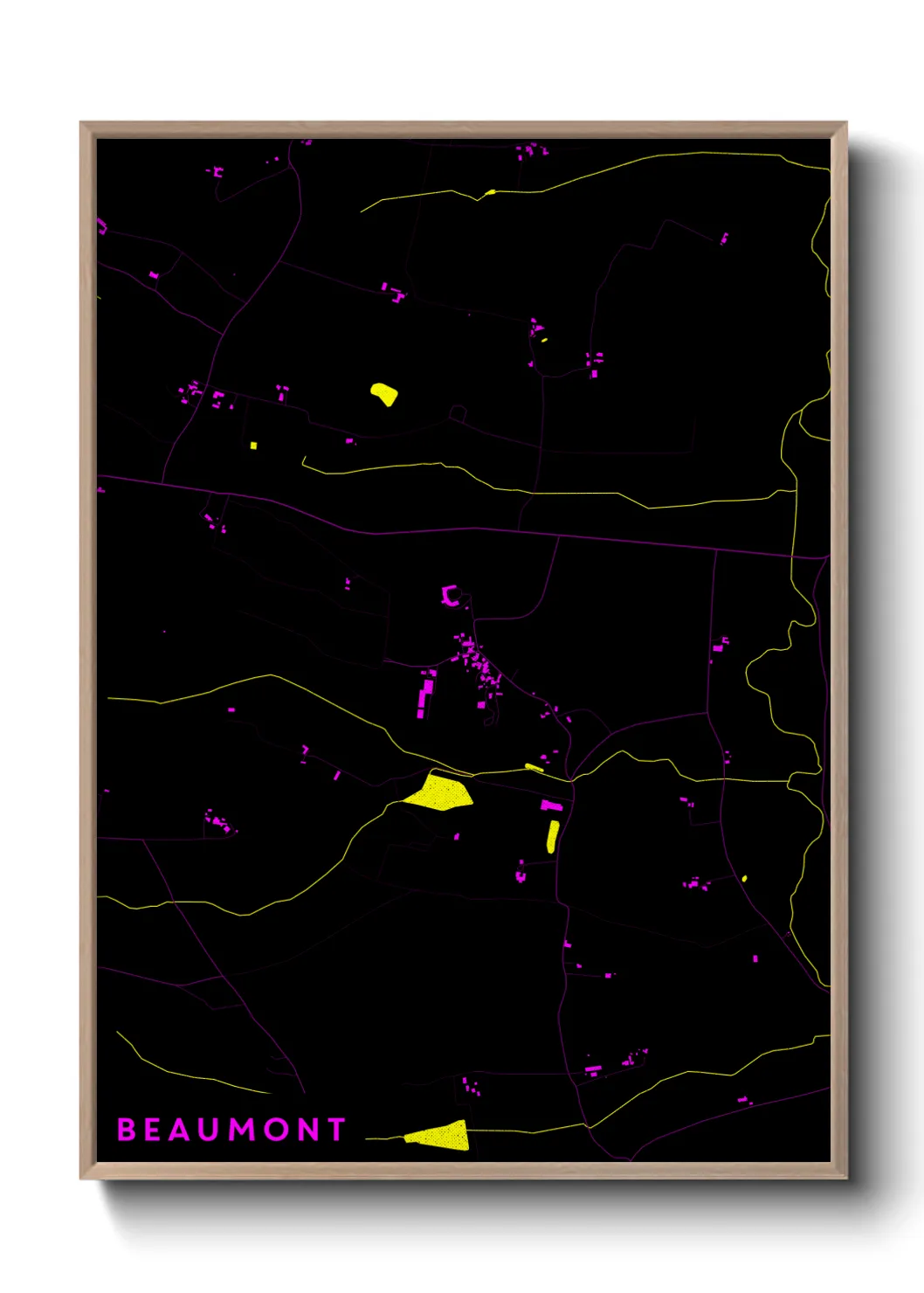 Une affiche de carte sur Beaumont