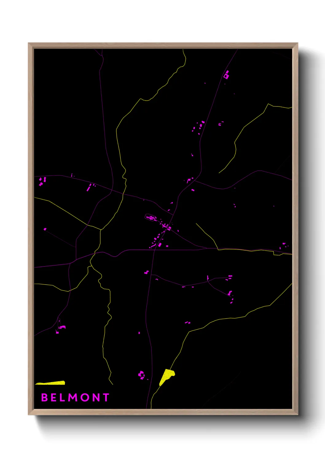 Une affiche de carte sur Belmont