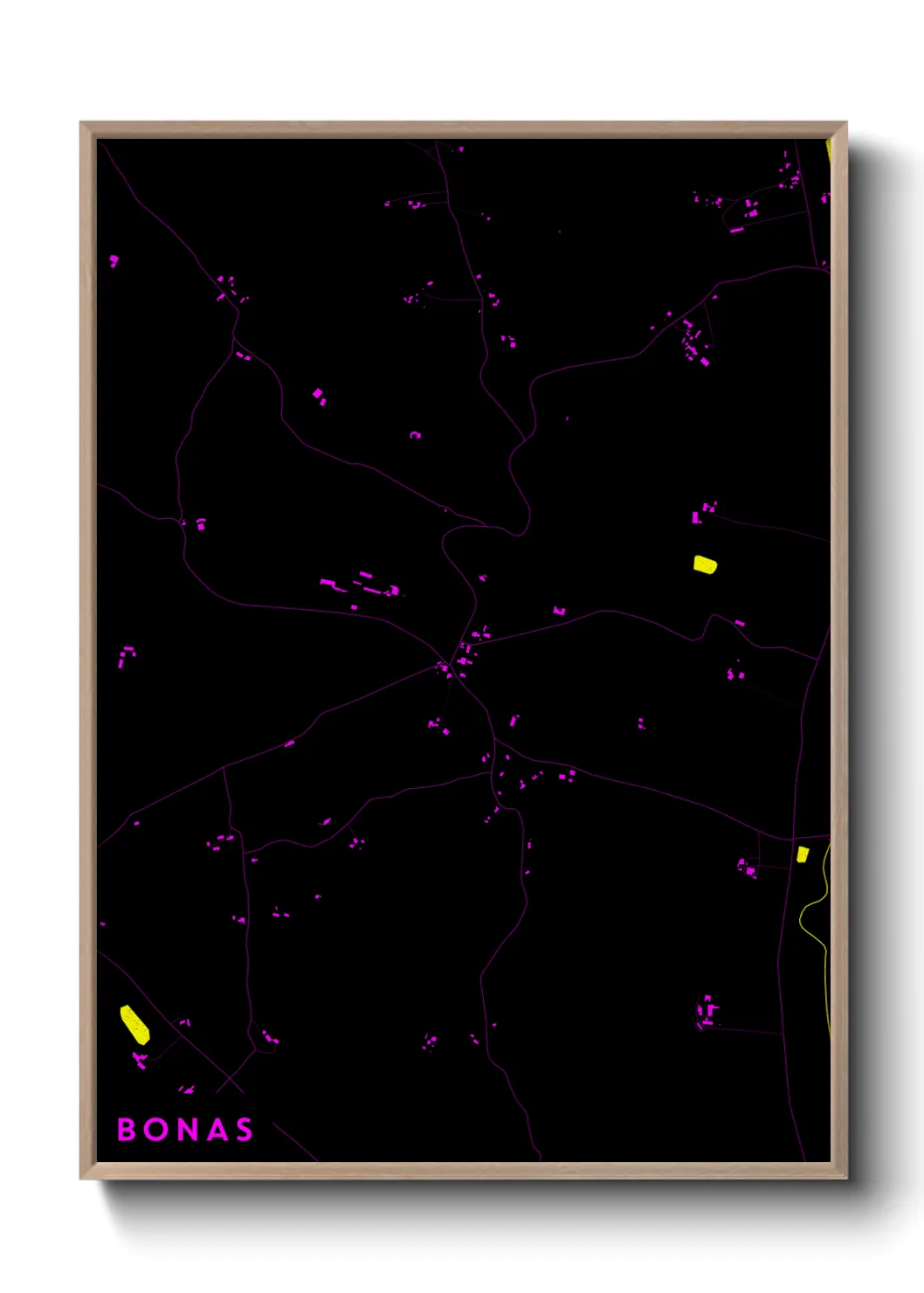 Une affiche de carte sur Bonas