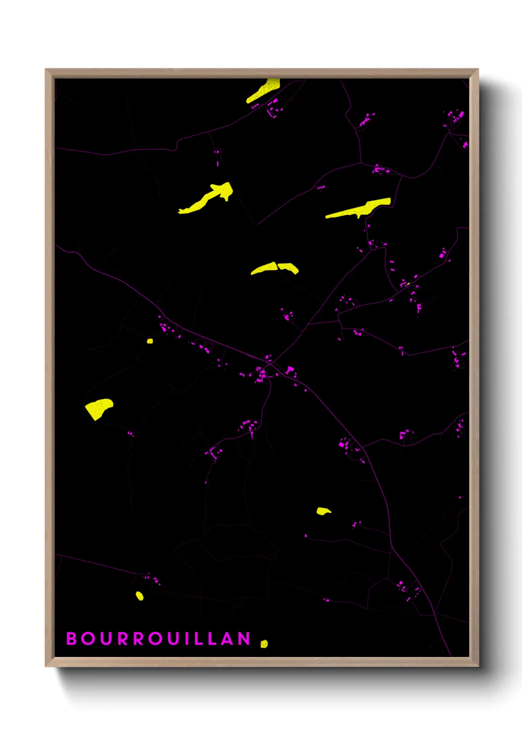 Une affiche de carte sur Bourrouillan