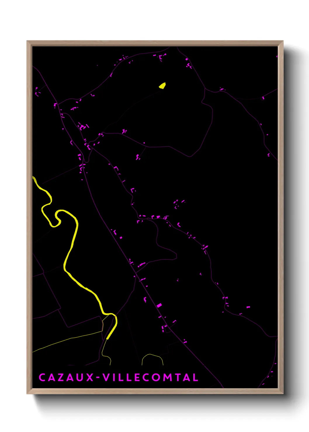 Une affiche de carte sur Cazaux-Villecomtal
