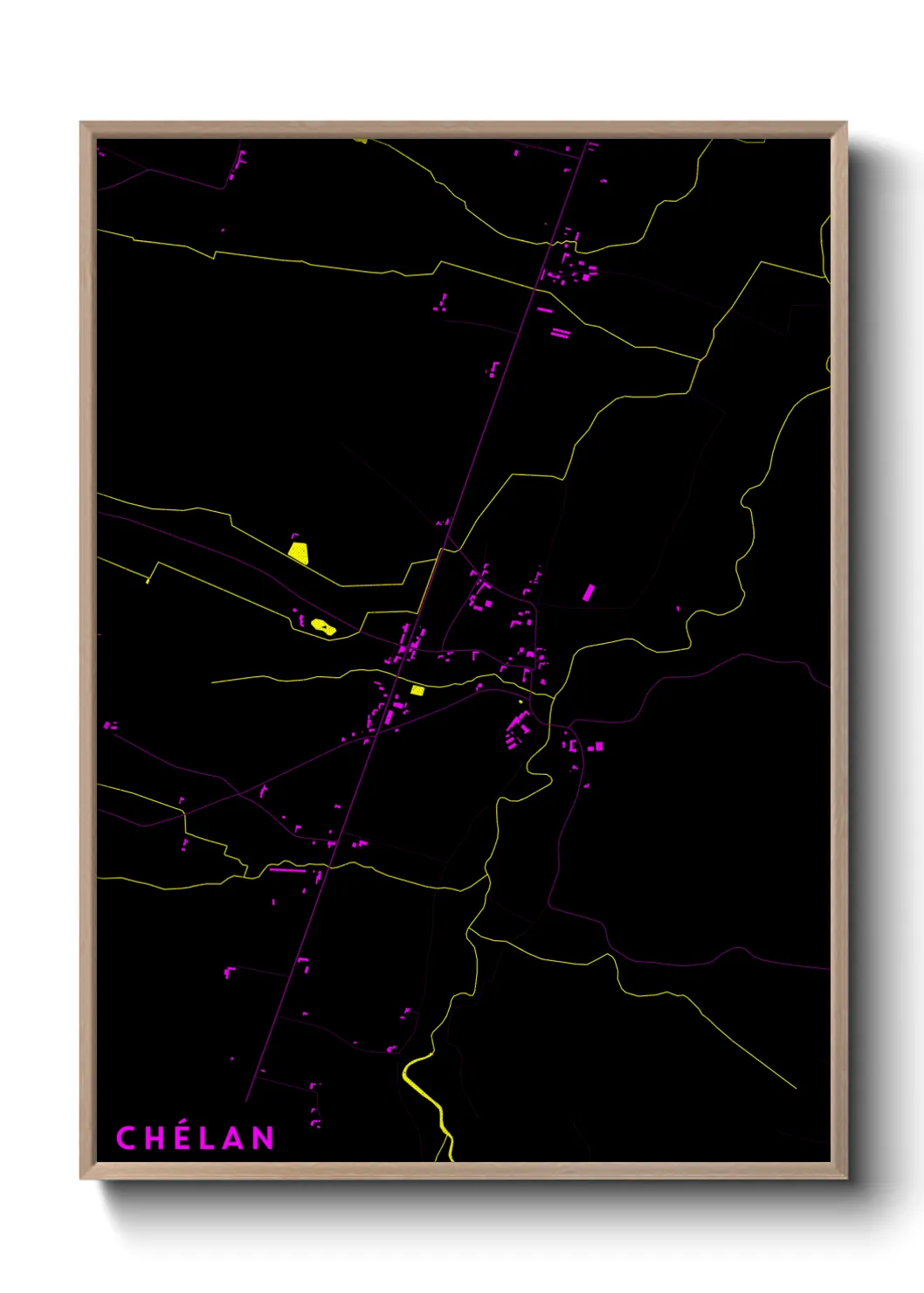 Une affiche de carte sur Chélan