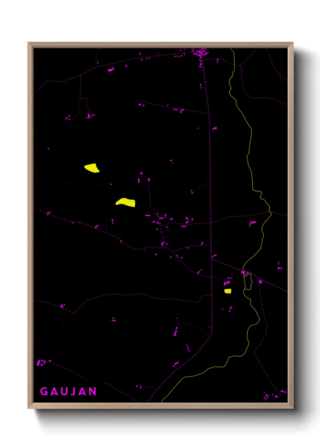 Une affiche de carte sur Gaujan