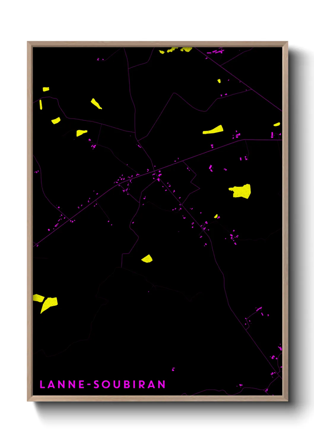 Une affiche de carte sur Lanne-Soubiran