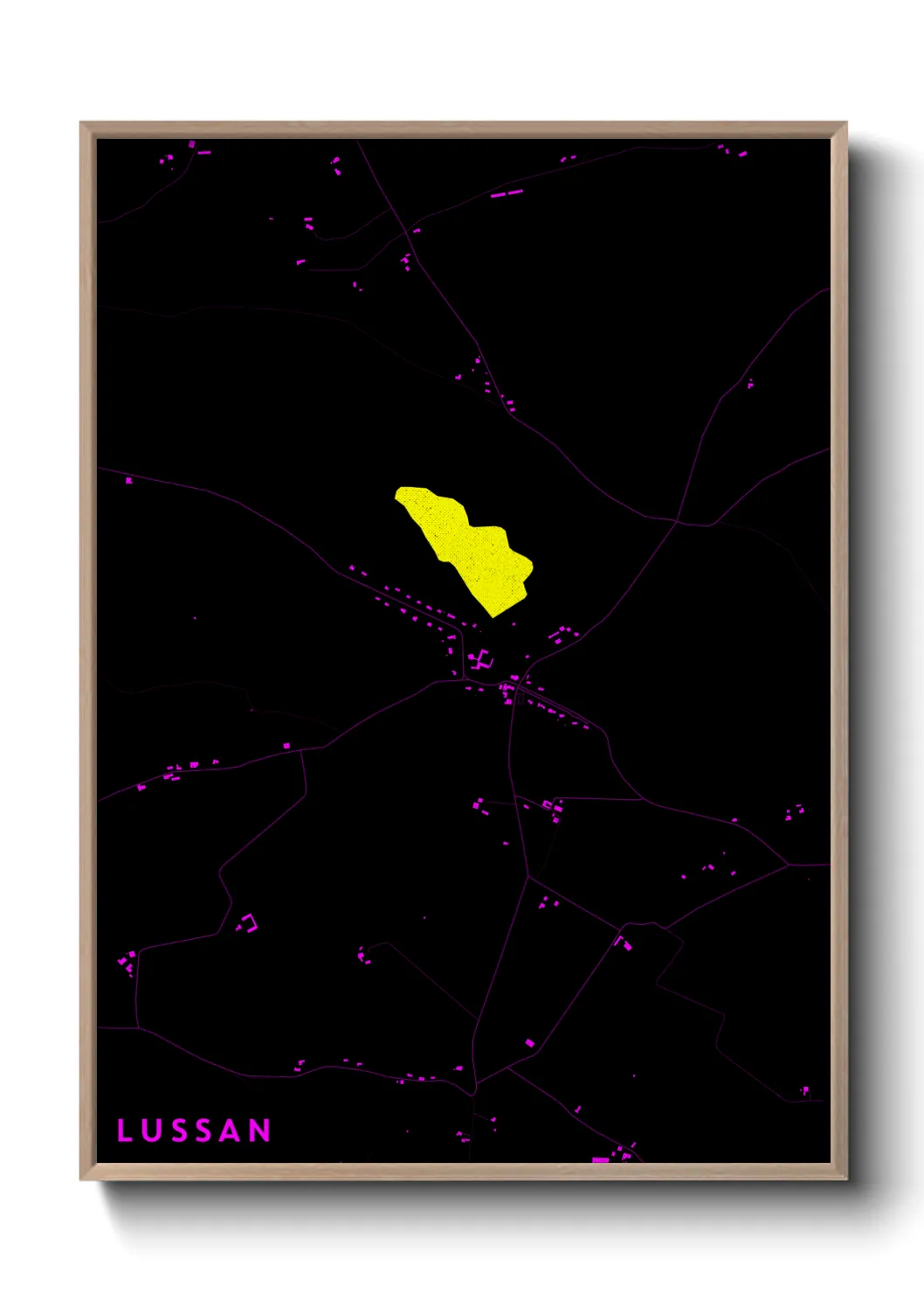 Une affiche de carte sur Lussan