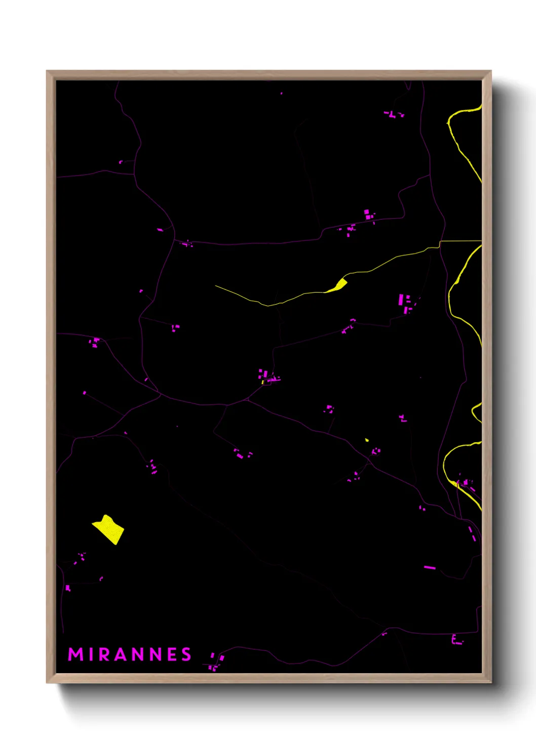 Une affiche de carte sur Mirannes