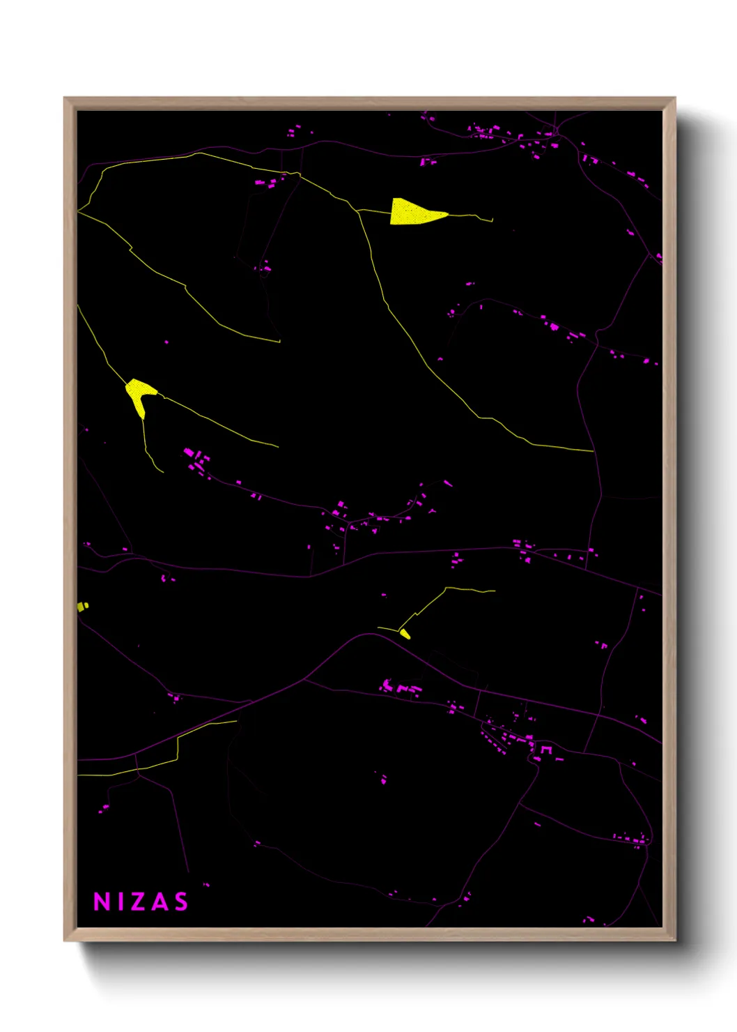 Une affiche de carte sur Nizas