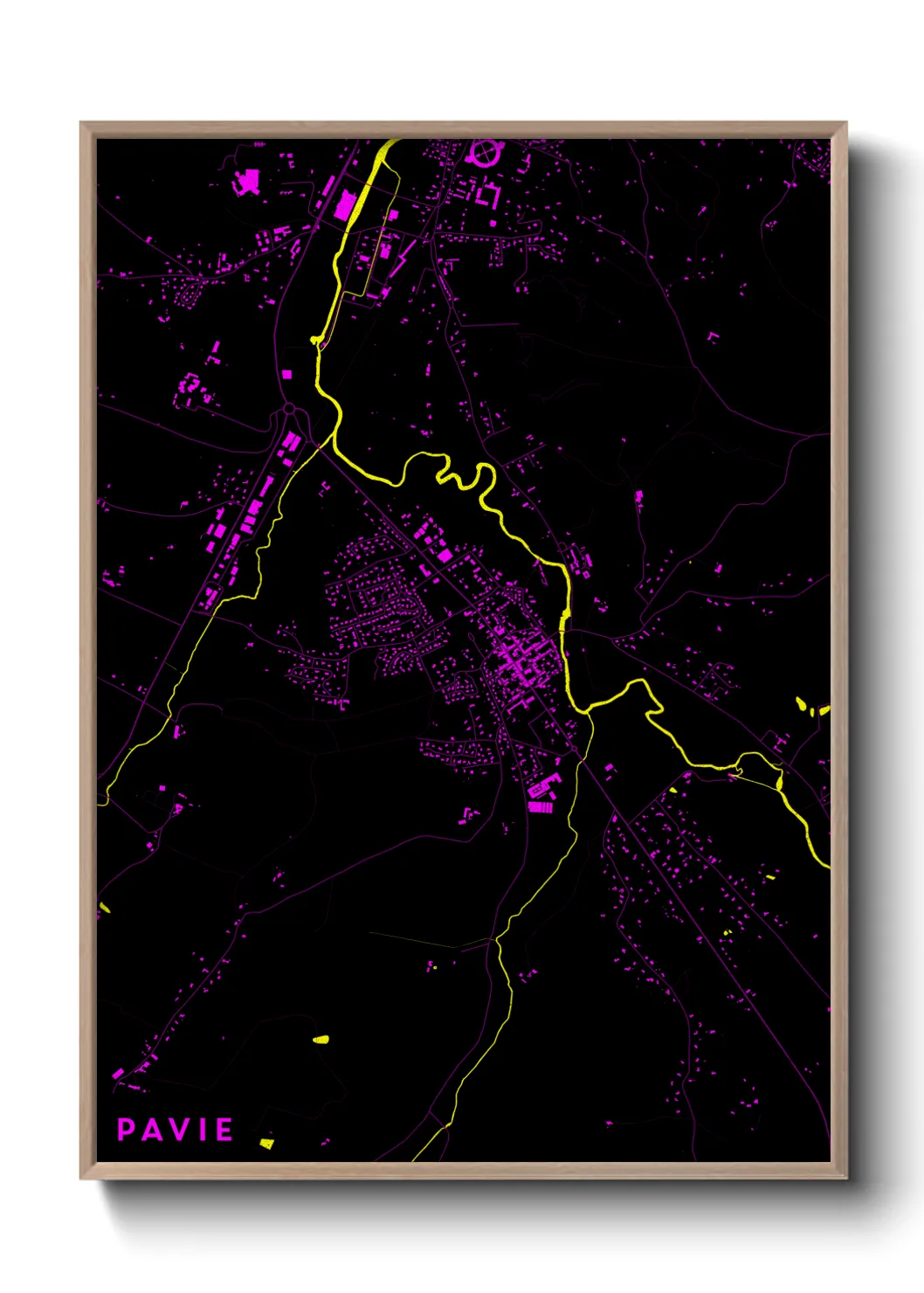 Une affiche de carte sur Pavie