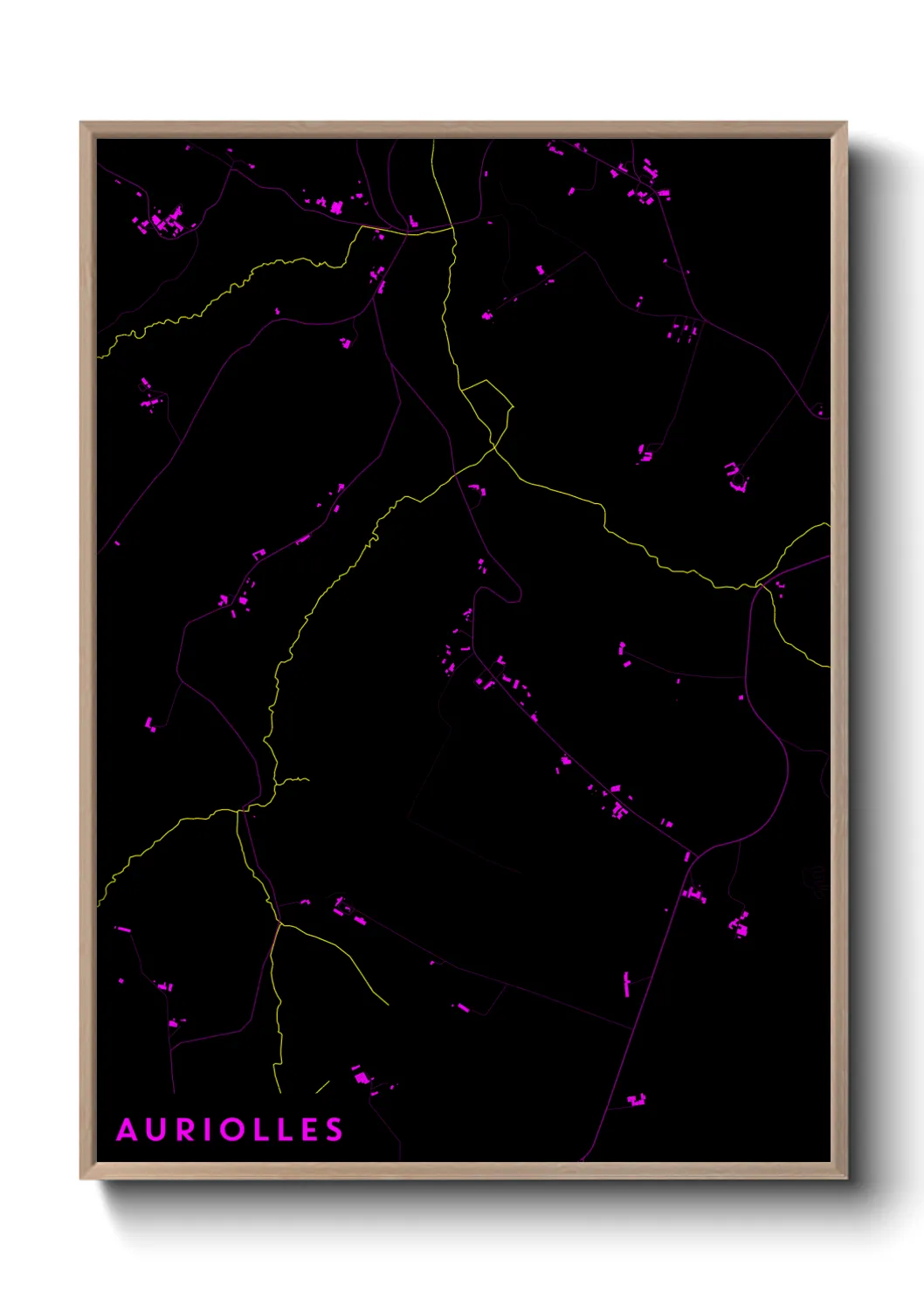 Une affiche de carte sur Auriolles