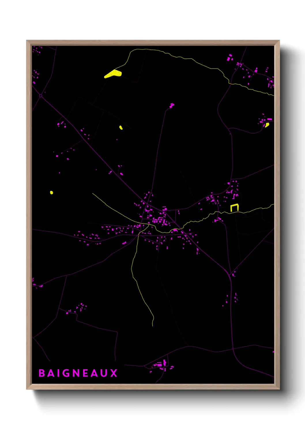 Une affiche de carte sur Baigneaux