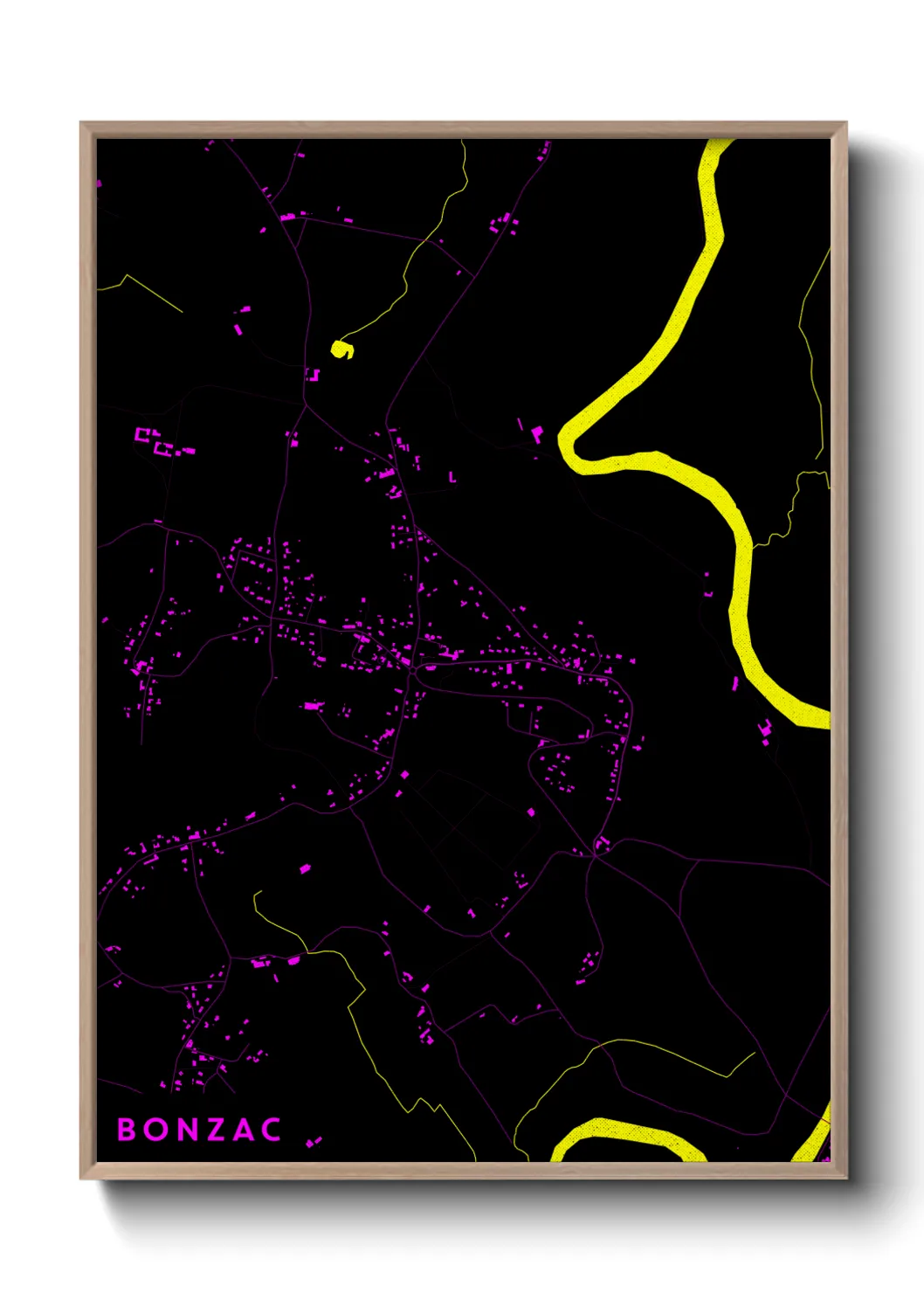 Une affiche de carte sur Bonzac