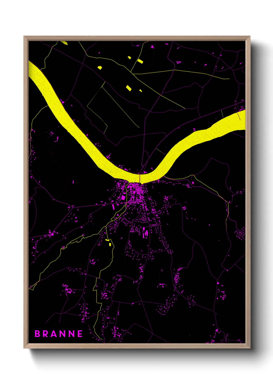 Une affiche de carte sur Branne
