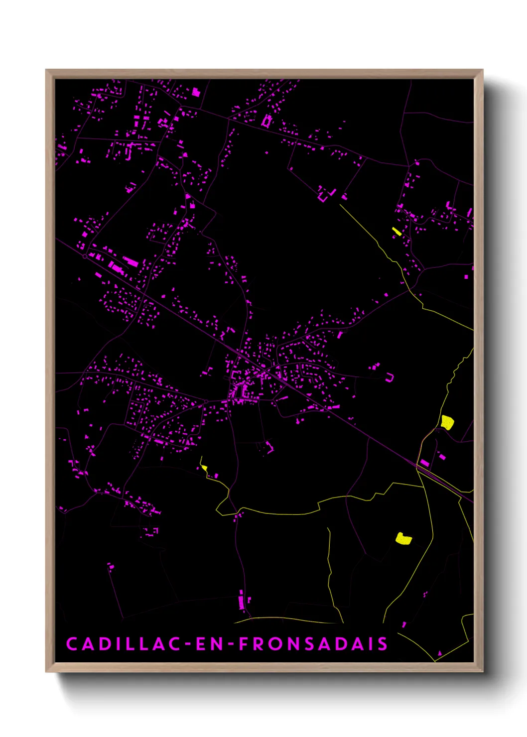 Une affiche de carte sur Cadillac-en-Fronsadais