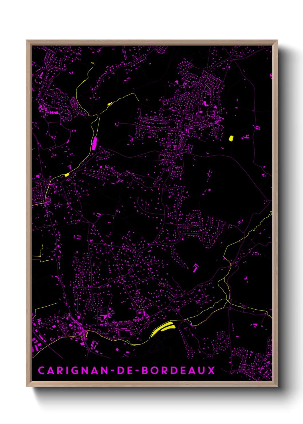 Une affiche de carte sur Carignan-de-Bordeaux