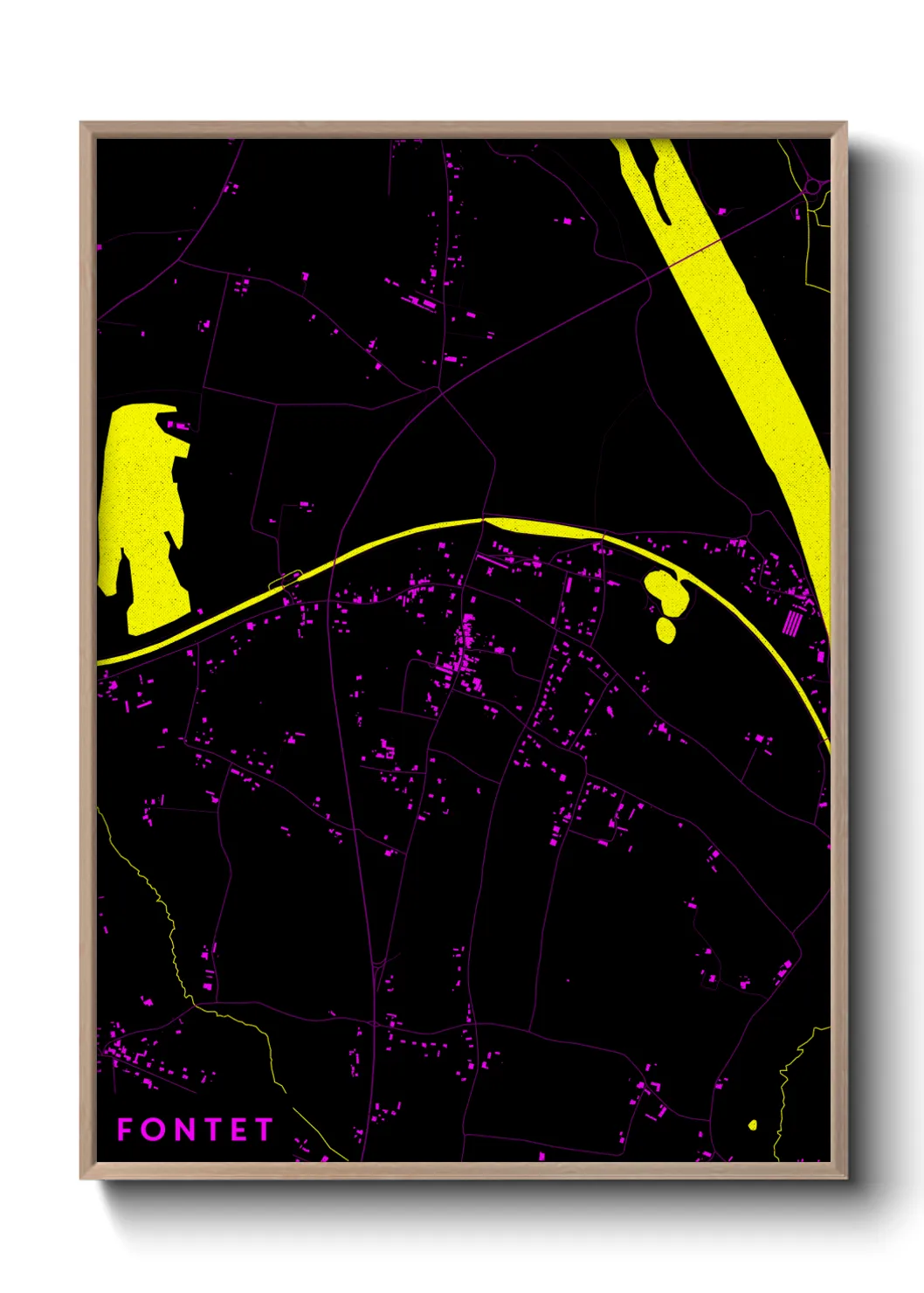 Une affiche de carte sur Fontet