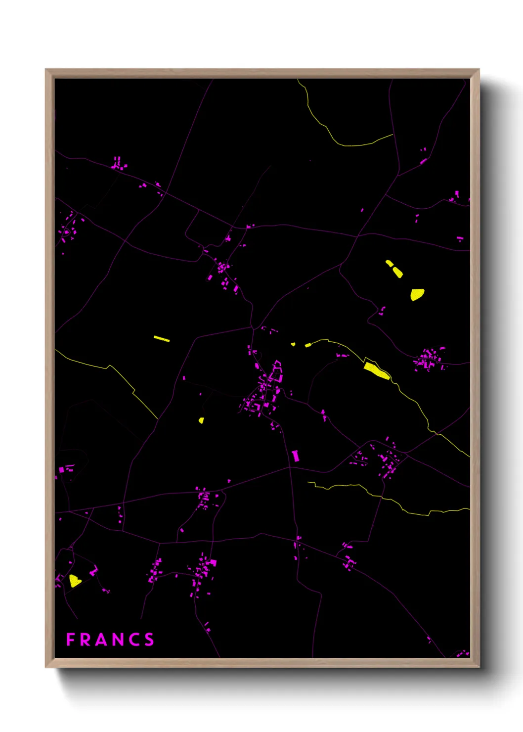 Une affiche de carte sur Francs