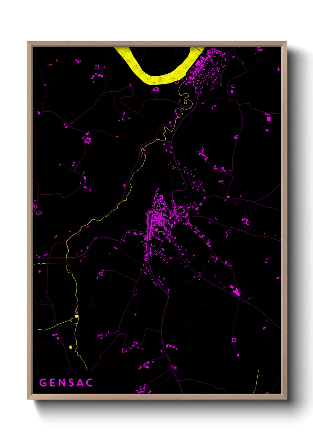 Une affiche de carte sur Gensac