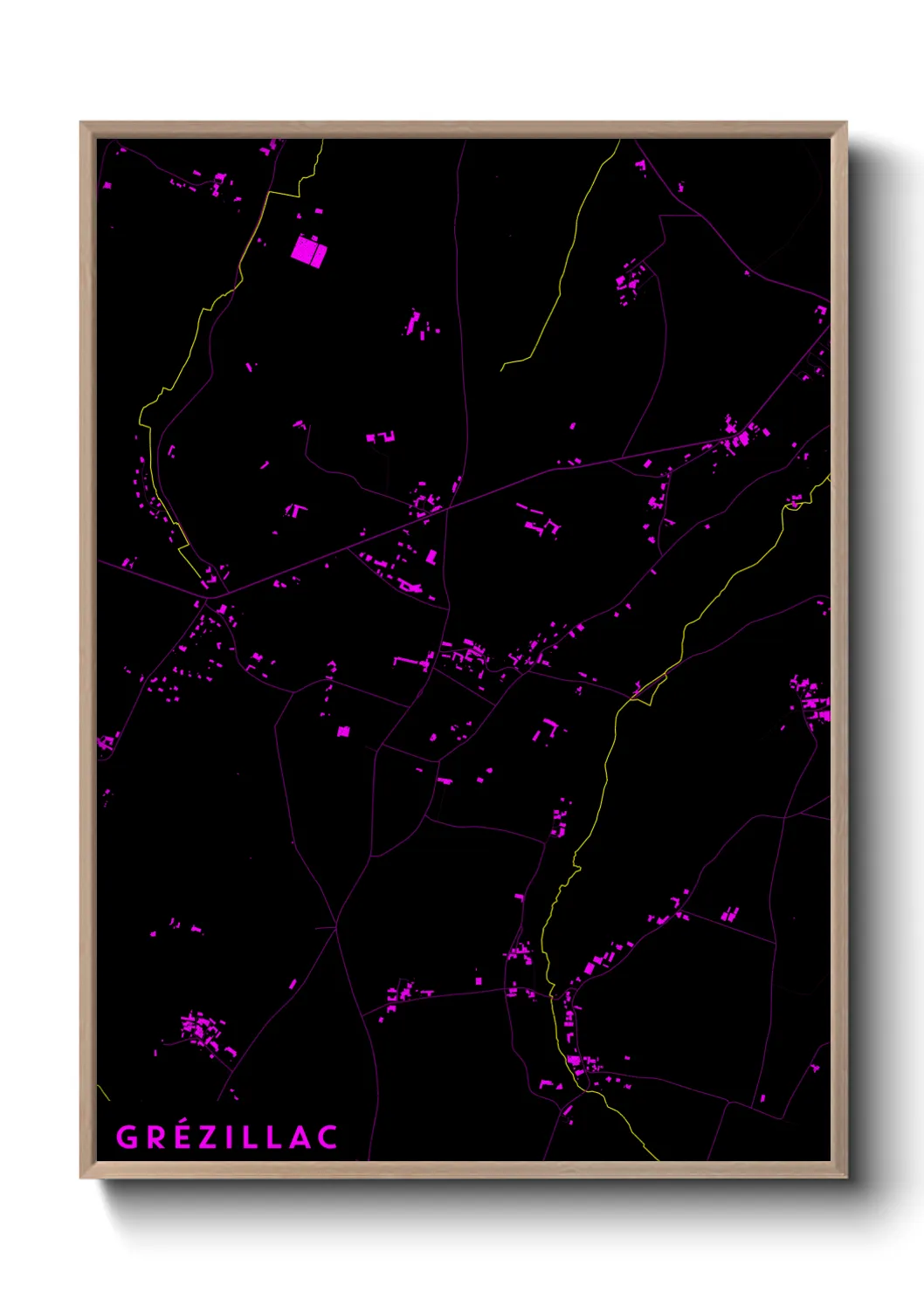Une affiche de carte sur Grézillac