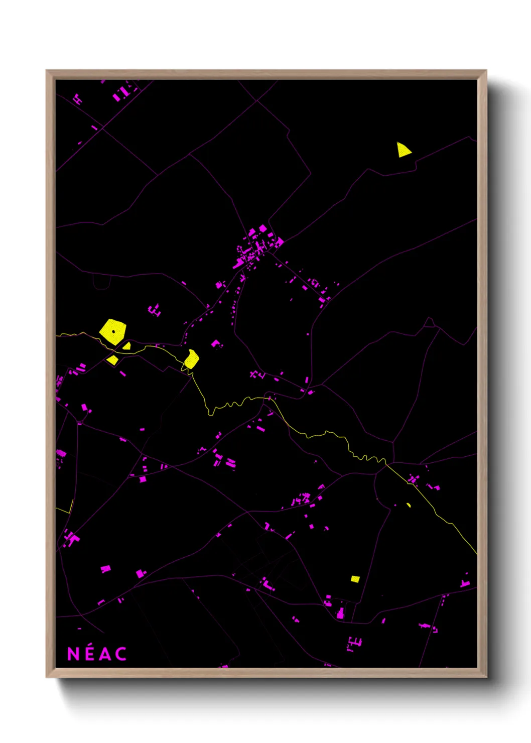 Une affiche de carte sur Néac
