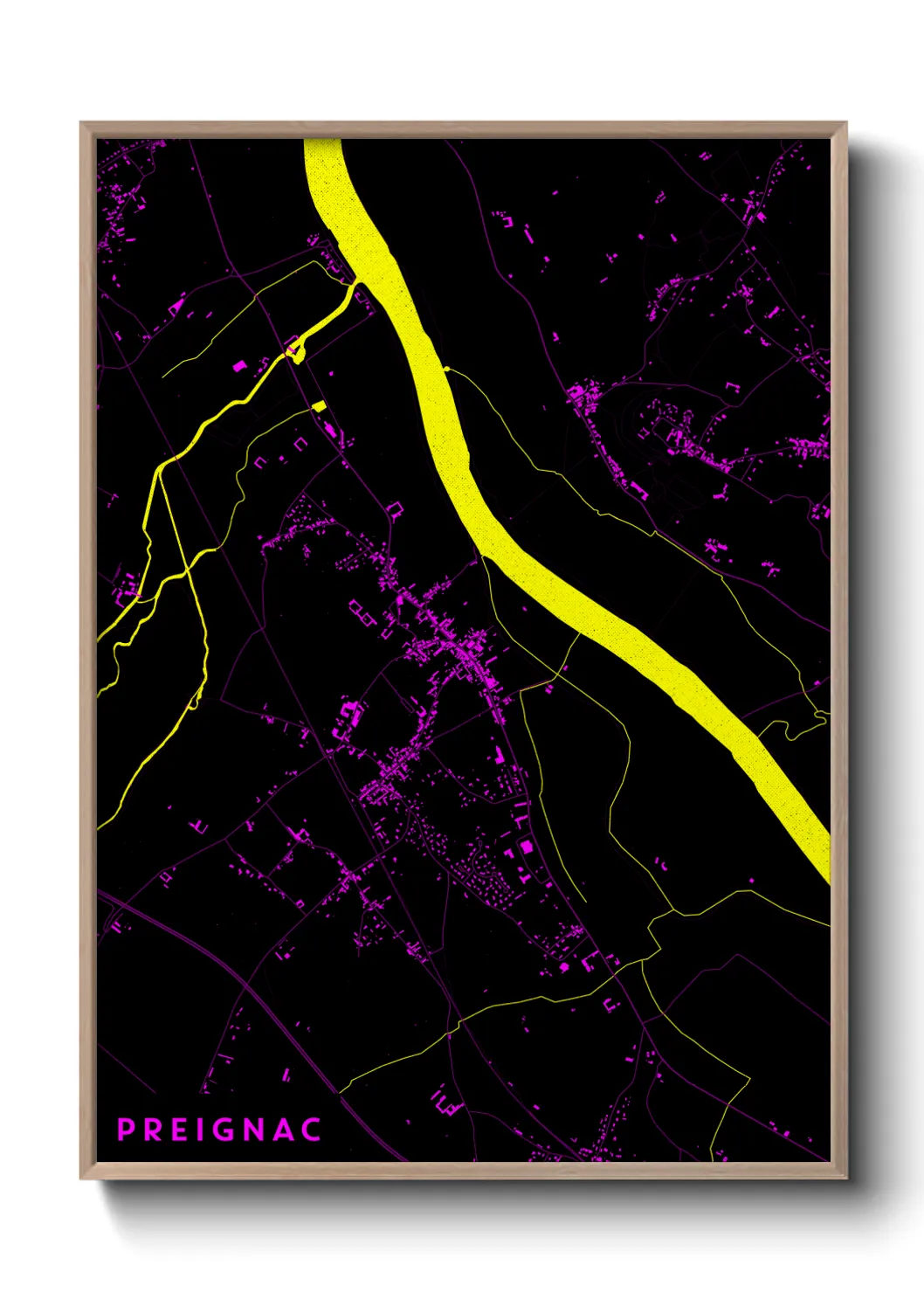 Une affiche de carte sur Preignac