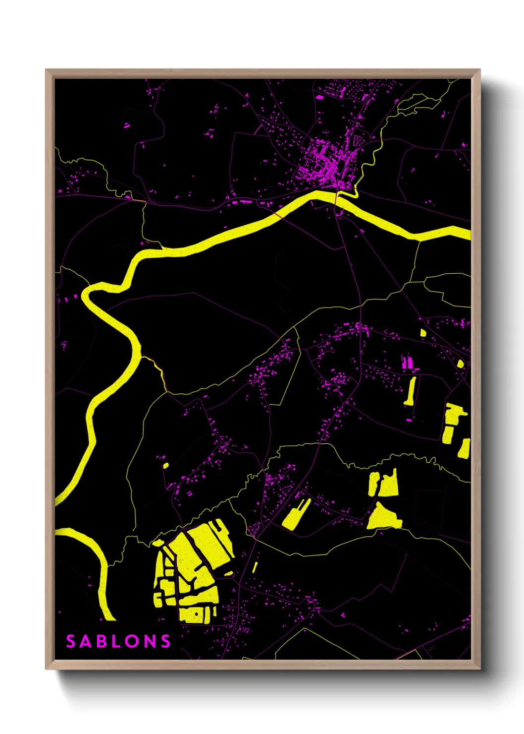 Une affiche de carte sur Sablons
