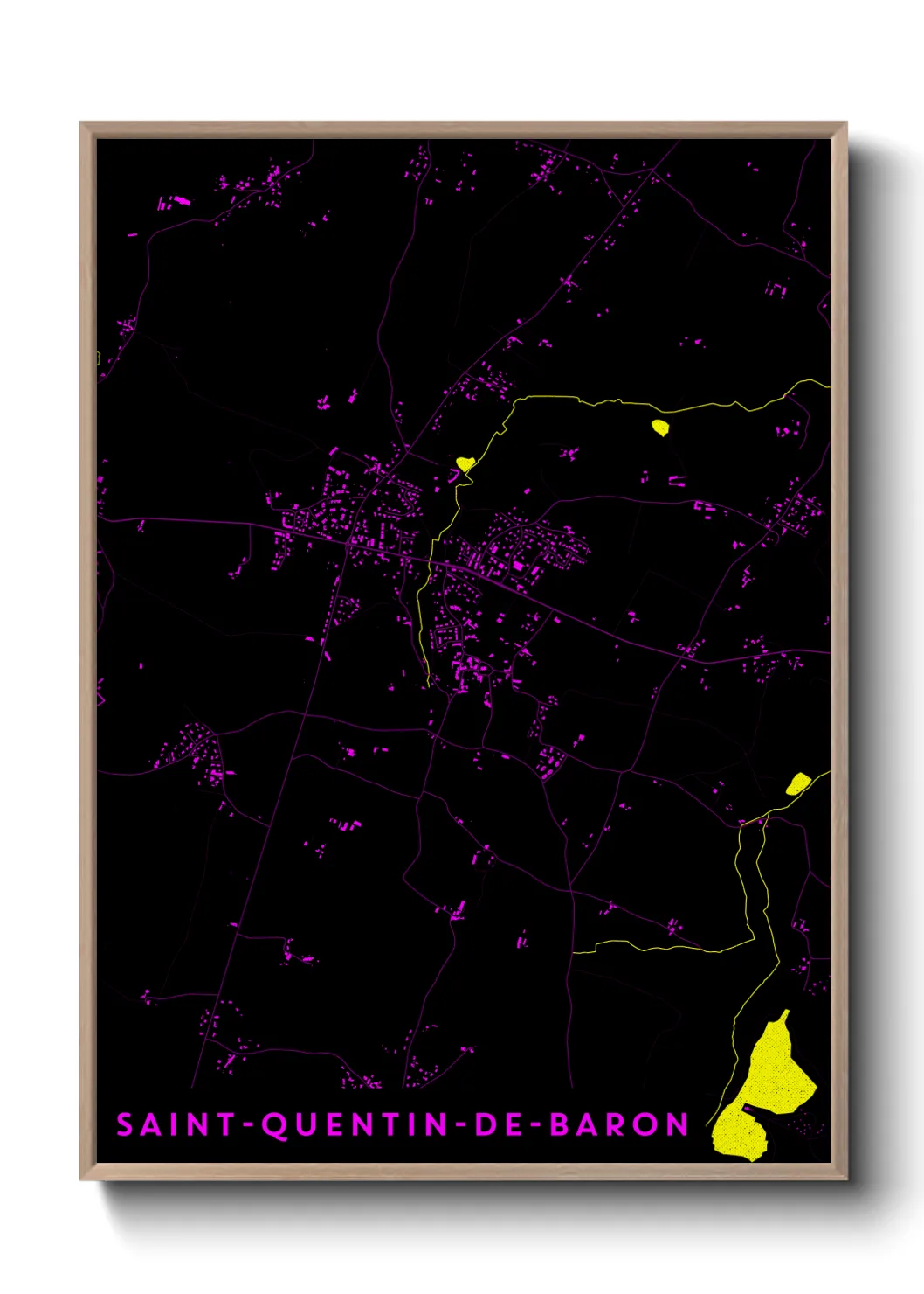 Une affiche de carte sur Saint-Quentin-de-Baron