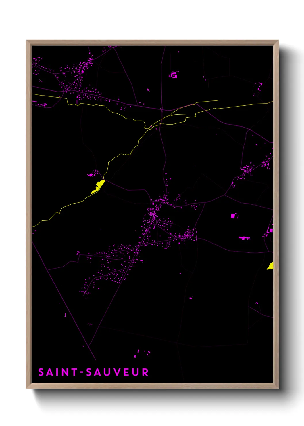 Une affiche de carte sur Saint-Sauveur