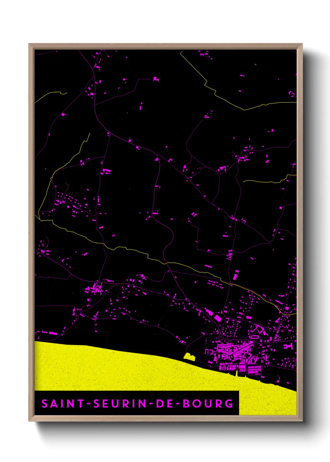 Une affiche de carte sur Saint-Seurin-de-Bourg