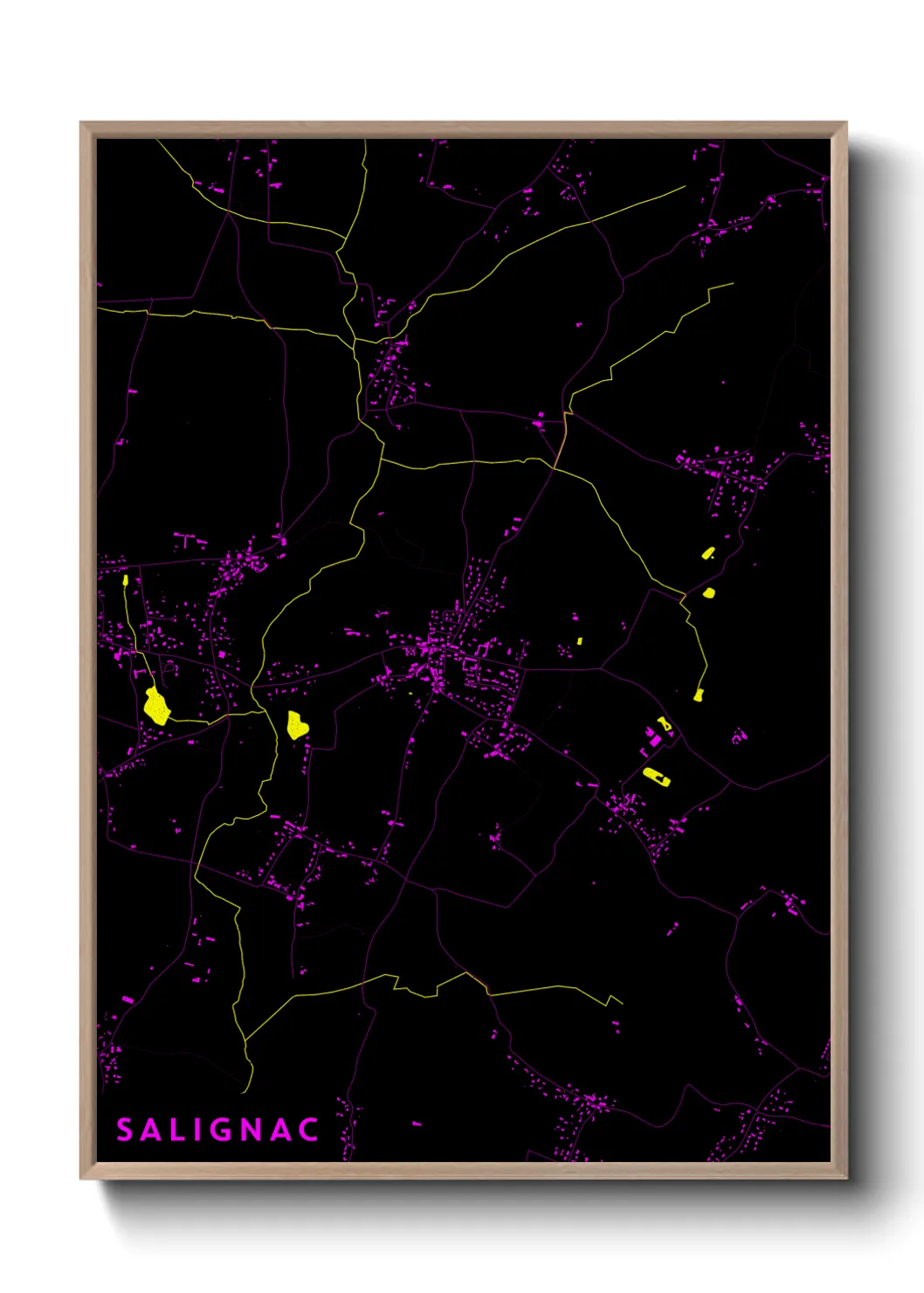 Une affiche de carte sur Salignac