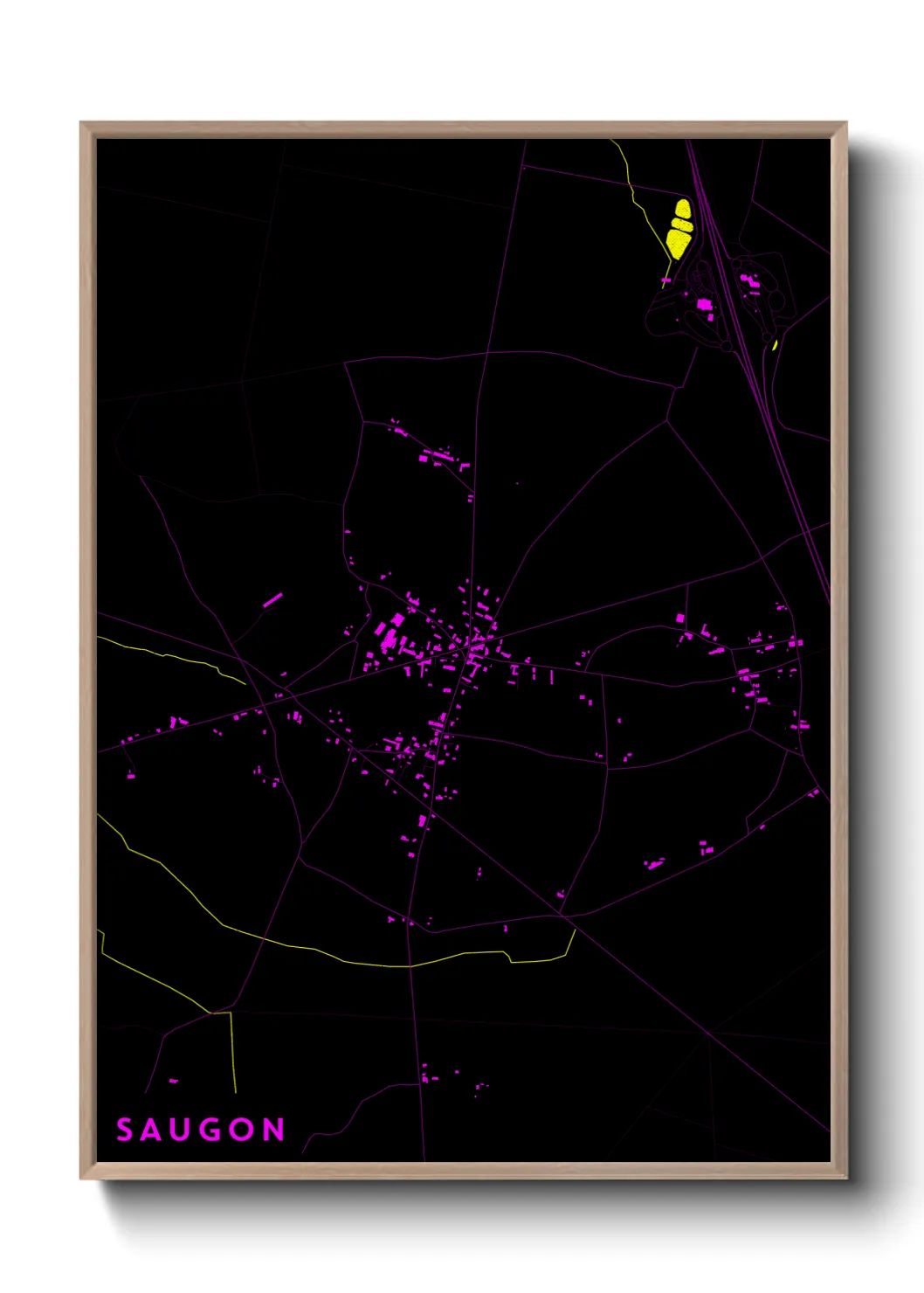 Une affiche de carte sur Saugon