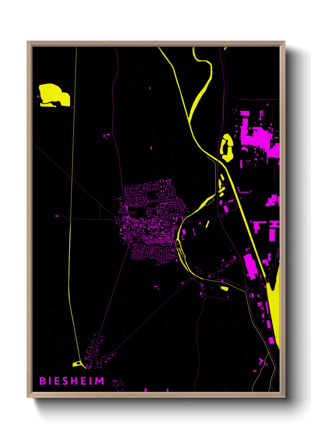 Une affiche de carte sur Biesheim