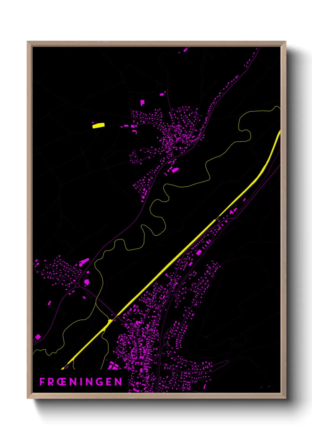 Une affiche de carte sur Frœningen